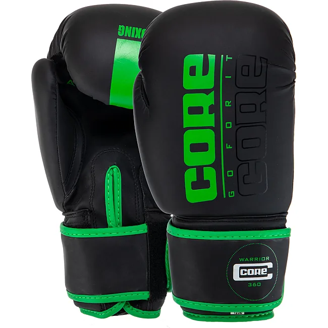 Перчатки для бокса PU CORE BO-8540 (Черный-салатовый)
