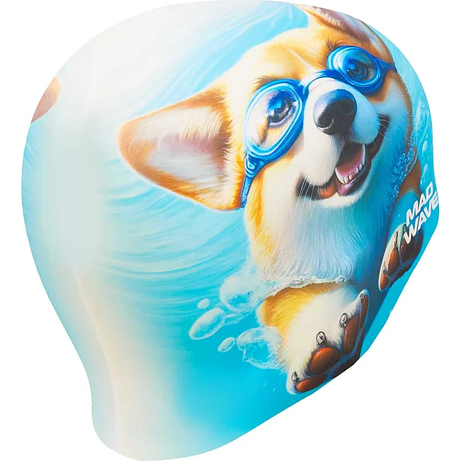 Шапочка для бассейна силиконовая для взрослых MADWAVE Corgi HQ M055441 (Голубой)