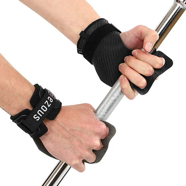Гимнастические накладки перчатки для турника 3 HOLE CARBON HAND GRIPS EZOUS D-15 2шт (Черный)