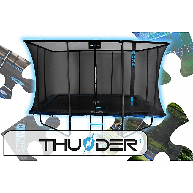 Батут THUNDER OUTSIDE PHENOM с наружной сеткой 8 х 12 футов черно-голубой
