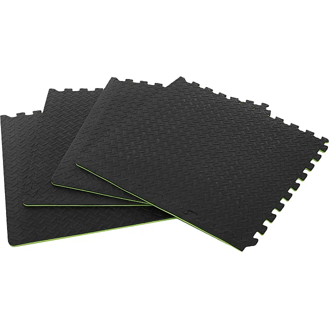 Коврик-пазл мат спортивный для фитнеса и спортинвентаря GYM MAT FI-5115 ZELART
 4детали 62х62х1,2см в наборе (Черный-зеленый)