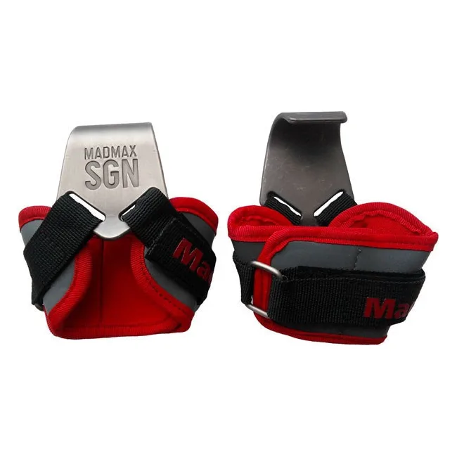 Крюки для тяги на запястье MadMax MFA-330 Lat Hooks Antic silver/Grey/Red