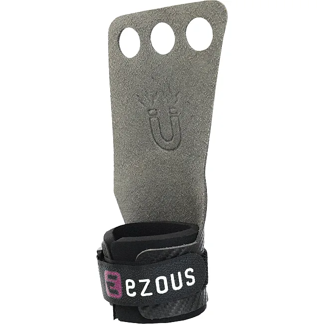Гимнастические накладки перчатки для турника 3 HOLE CARBON HAND GRIPS EZOUS D-15 2шт (Черный)