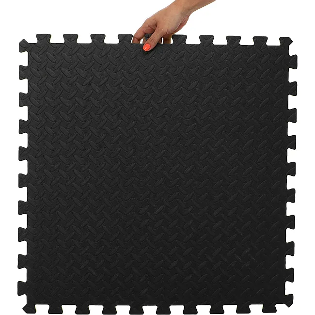 Коврик-пазл мат спортивный для фитнеса и спортинвентаря GYM MAT FI-5115 ZELART
 4детали 62х62х1,2см в наборе (Черный-зеленый)