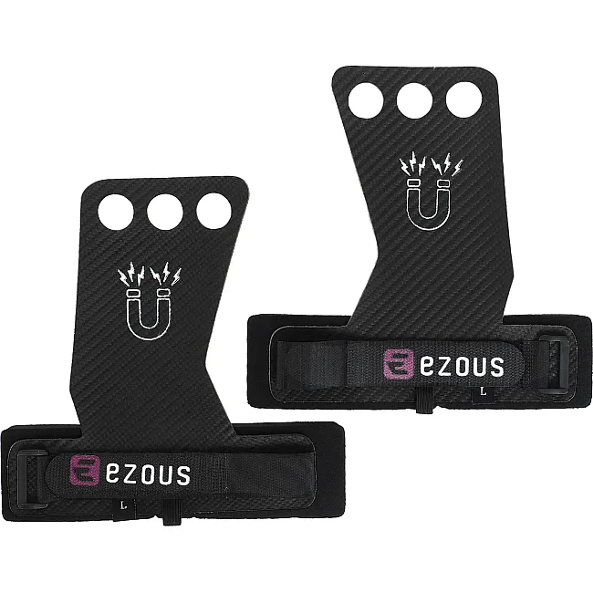 Гимнастические накладки перчатки для турника 3 HOLE CARBON HAND GRIPS EZOUS D-15 2шт (Черный)