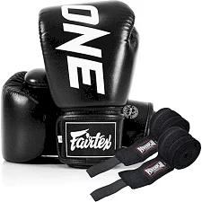 Боксерские перчатки Fairtex BGV1-ONE (натуральная кожа) Black (бинты в комплекте)