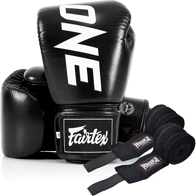 Боксерские перчатки Fairtex BGV1-ONE (натуральная кожа) Black (бинты в комплекте)