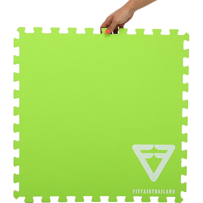 Коврик-пазл мат спортивный для фитнеса и спортинвентаря GYM MAT FI-5115 ZELART
 4детали 62х62х1,2см в наборе (Черный-зеленый)