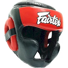Боксерский шлем Fairtex HG13 Extra Vision Black Red