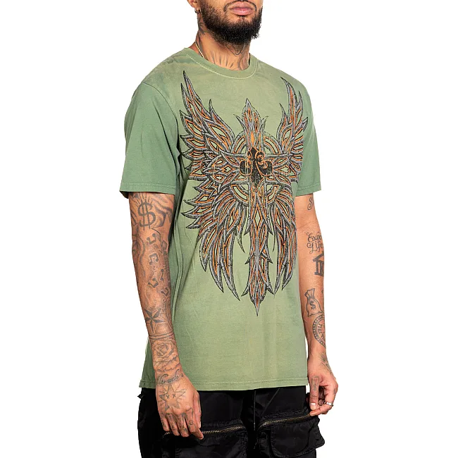 Футболка мужская AFFLICTION Absolution Tee VTG Green Potassium Spray