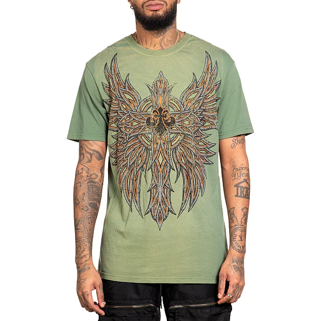 Футболка мужская AFFLICTION Absolution Tee VTG Green Potassium Spray