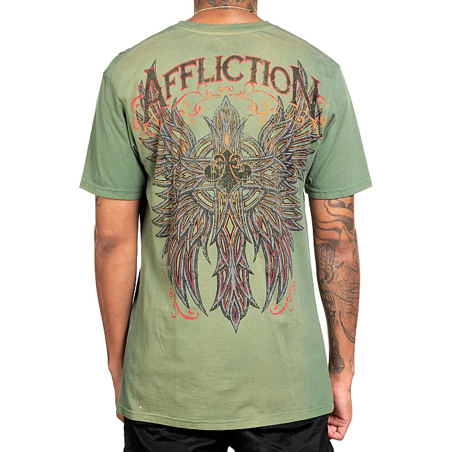 Футболка мужская AFFLICTION Absolution Tee VTG Green Potassium Spray