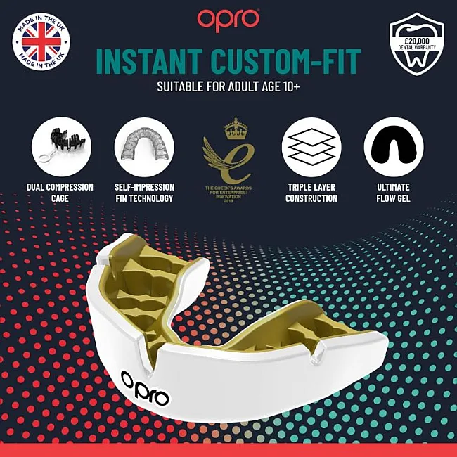 Капа для бокса с индивидуальной подгонкой OPRO Instant Custom Fit Single Color Black White