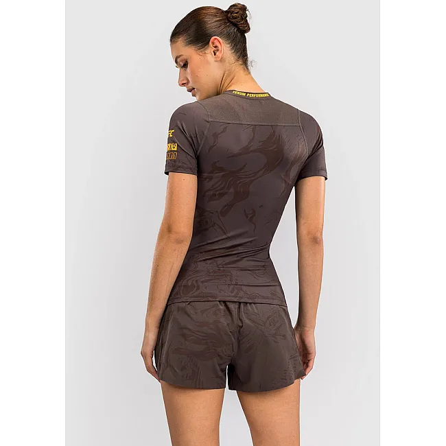 Рашгард женский UFC VENUM FIGHT WEEK 4.0 Womens Short Sleeve Dark Brown