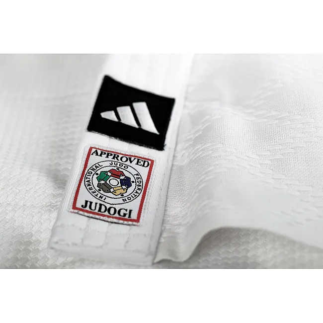Кімоно для дзюдо Adidas Champion III з ліцензією IJF (білий/чорні смуги) J-IJF-2
