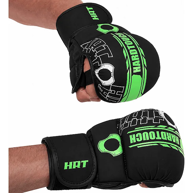 Рукавички Краби спарингові для MMA HARD TOUCH BO-00126 (Чорний-салатовий)