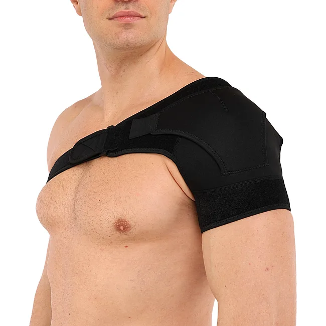 Бандаж для плеча компрессионный фиксатор плечевого сустава Shoulder Support SIBOTE ST-7493-L левый 1шт (Черный)