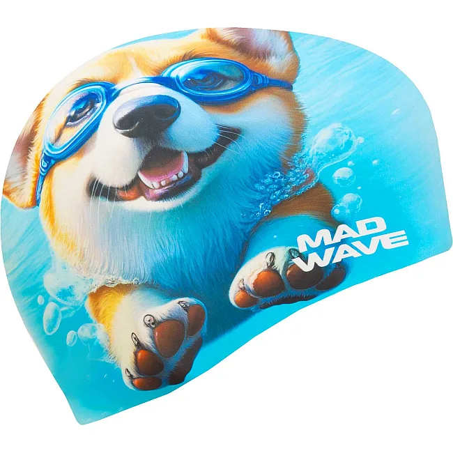 Шапочка для бассейна силиконовая для взрослых MADWAVE Corgi HQ M055441 (Голубой)
