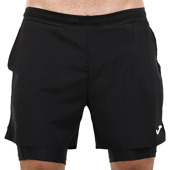 Спортивные шорты двойные 2 в 1 с тайтсами мужские JOMA SMASH 104441-100 (Черный)