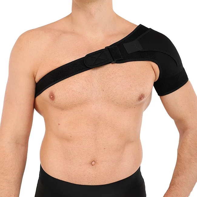 Бандаж для плеча компрессионный фиксатор плечевого сустава Shoulder Support SIBOTE ST-7493-L левый 1шт (Черный)