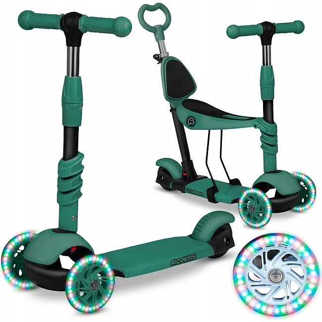 Детский самокат трехколесный Ricokids Todi зеленый