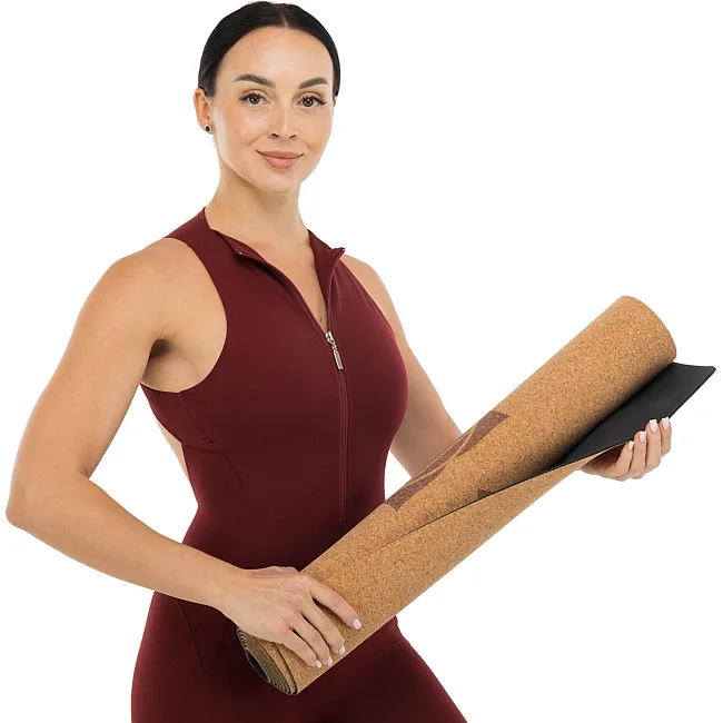 Коврик для йоги Пробковый каучуковый двухслойный Yoga mat RECORD
 FI-7156-2 183x61мx0.4cм