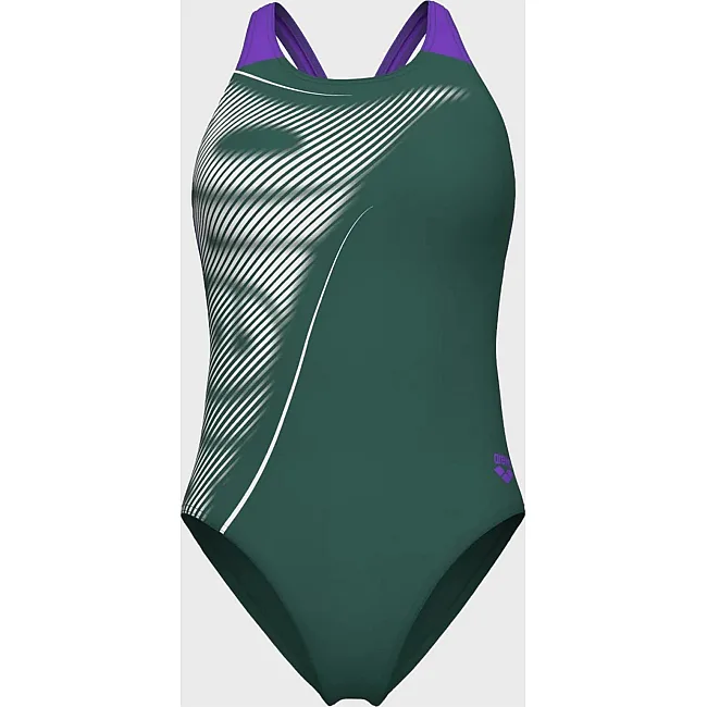 Купальник закрытый для женщин Arena BRIGHT GLARE SWIMSUIT V BACK зеленый