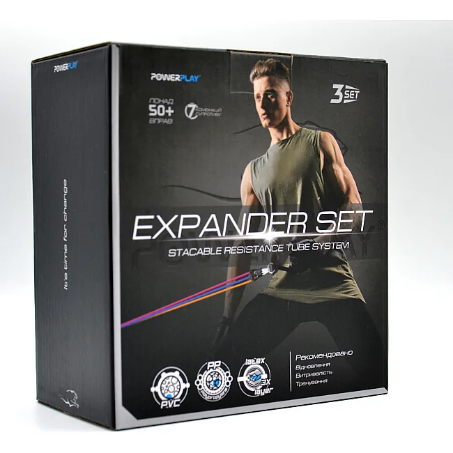 Набір трубчастих еспандерів POWERPLAY PP-4101 Expander Tube Set 3шт. (до 18,2 кг.)
