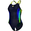 Купальник закрытый для женщин Arena BREATH SWIMSUIT V BACK LB черный, желтый, зеленый, синий