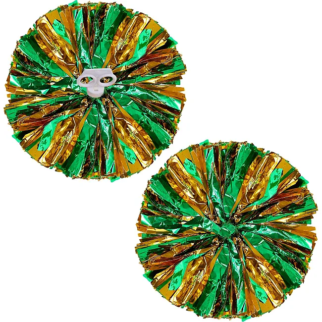 Помпони кулясті Кулі круглі блискучі SP-SPORT Pom-Poms C-0839 2шт (Зелений-золотий)