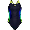 Купальник закрытый для женщин Arena BREATH SWIMSUIT V BACK LB черный, желтый, зеленый, синий