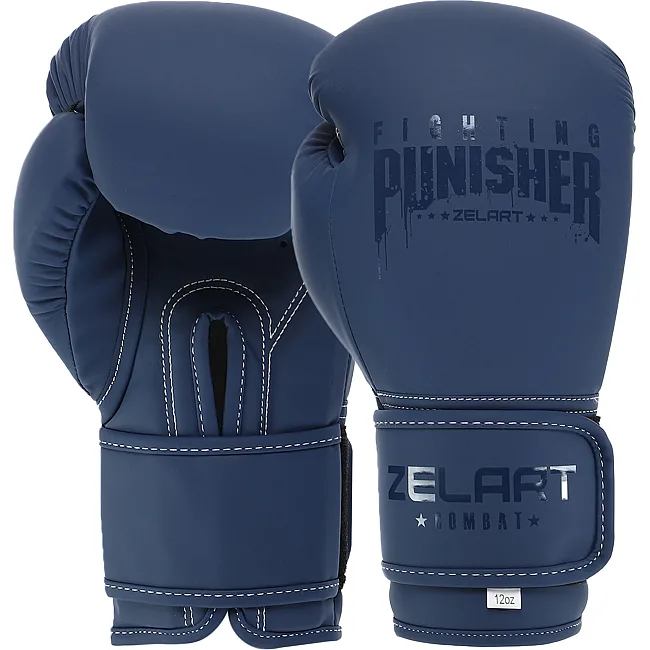 Перчатки для бокса PU ZELART PUNISHER BO-7553 (Темно-синий)
