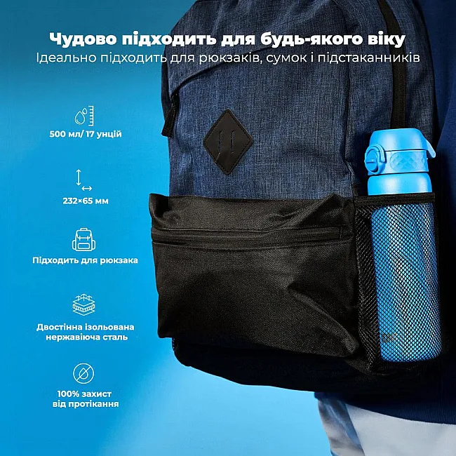 Бутылка для воды металлическая вакуумная ION8 500 мл. Vacuum Insulated, Blue