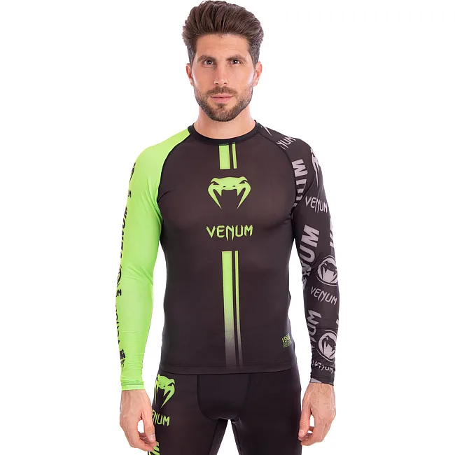 Рашгард лонгслив мужской VENUM LOG CO-8128 (Черный-салатовый)