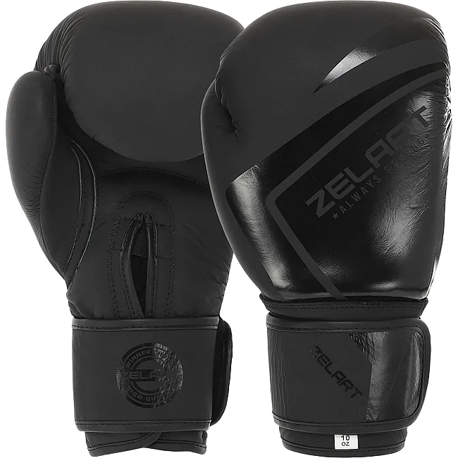 Перчатки для бокса кожаные ZELART CONTENDER 2.0 VL-8202 (Черный)