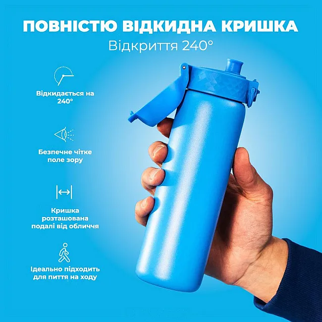 Бутылка для воды металлическая вакуумная ION8 500 мл. Vacuum Insulated, Blue