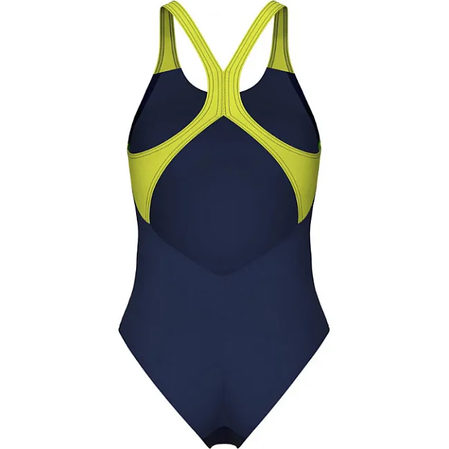Купальник закрытый для женщин Arena BREATH SWIMSUIT V BACK LB черный, желтый, зеленый, синий