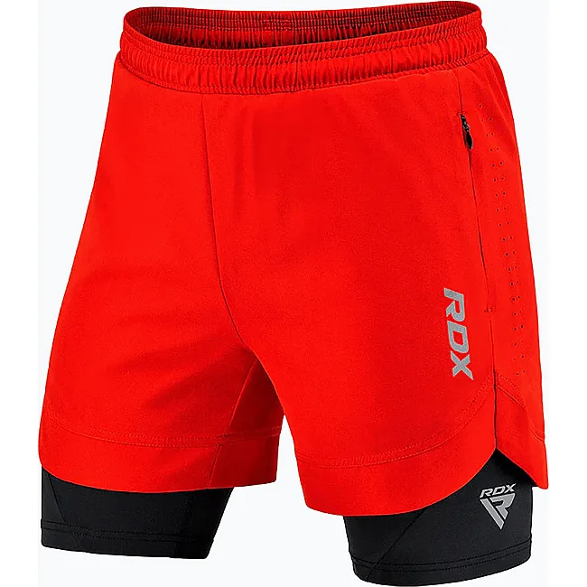Компрессионные шорты для ММА RDX MMA T16 2-в-1 RED/BLACK