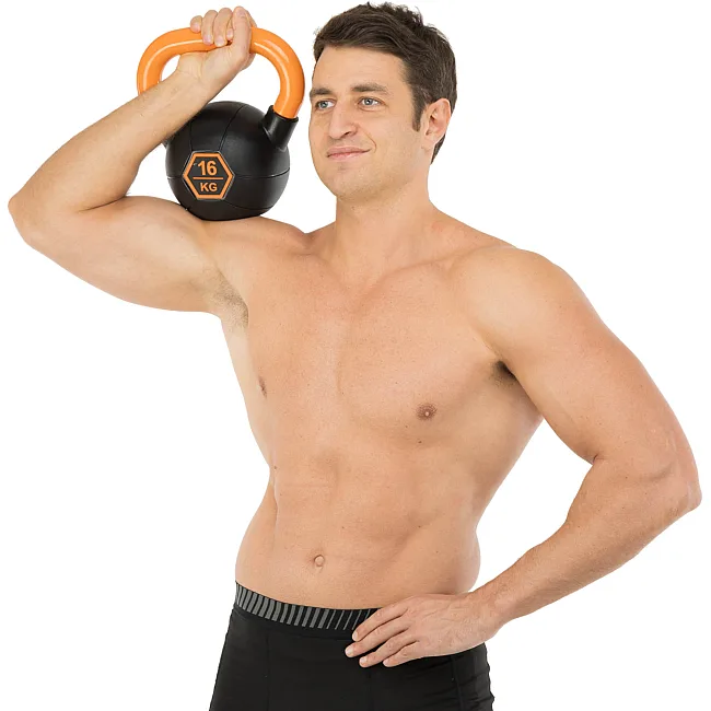 Гиря тренировочная цельная
 с окрашенной ручкой LiveUp Urethane competition kettlebell UAZE5336-16 вес 16кг