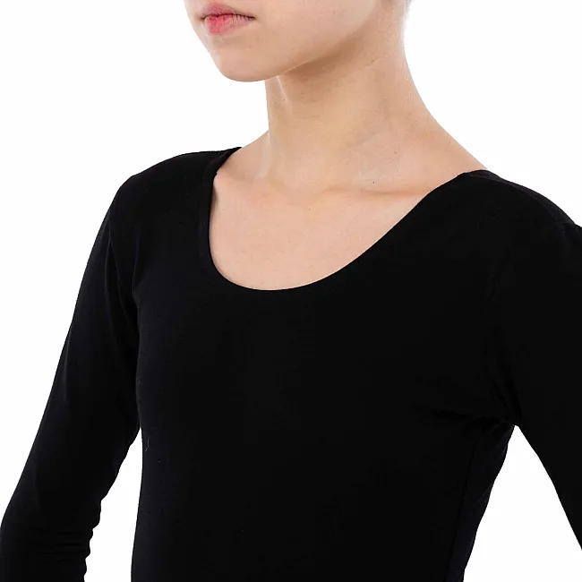 Купальник для гимнастики и танцев 
 с длинным рукавом из хлопка SP-SPORT

 C-2909 (Черный)