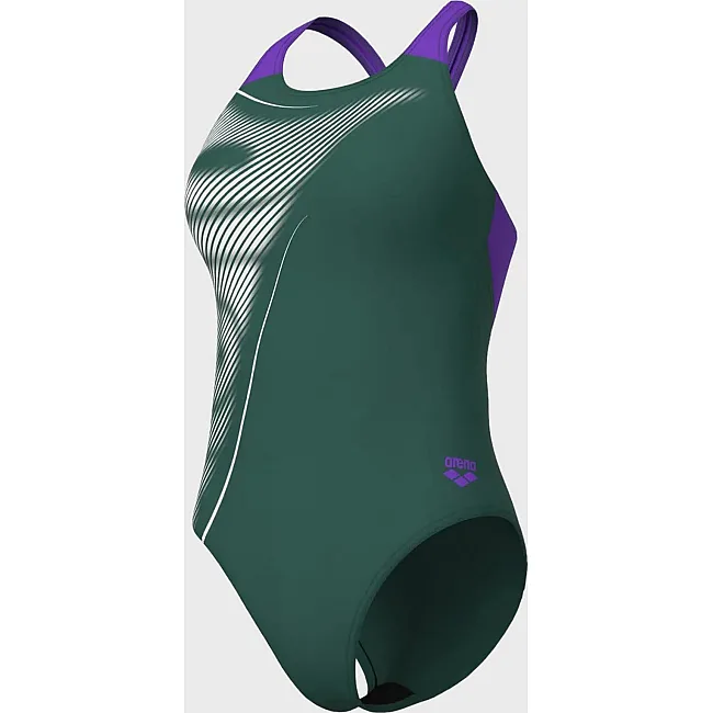 Купальник закрытый для женщин Arena BRIGHT GLARE SWIMSUIT V BACK зеленый