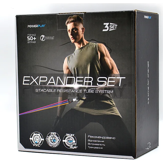 Набір трубчастих еспандерів POWERPLAY PP-4101 Expander Tube Set 3шт. (до 18,2 кг.)