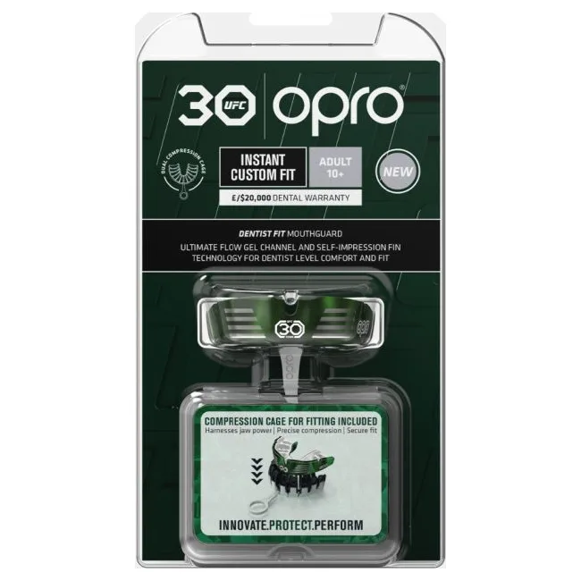 Капа для бокса OPRO Instant Custom-Fit UFC Green Silver