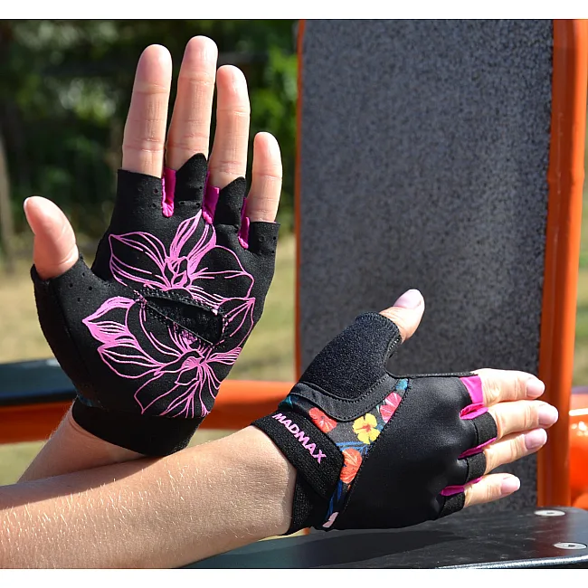 Рукавиці для фітнесу MADMAX MFG-770 Flower Power Gloves Black/Pink
