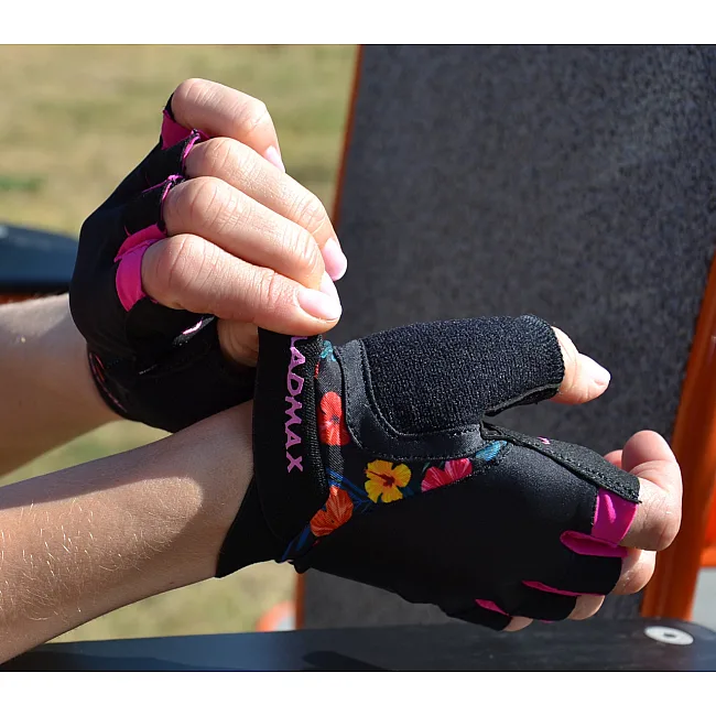 Рукавиці для фітнесу MADMAX MFG-770 Flower Power Gloves Black/Pink