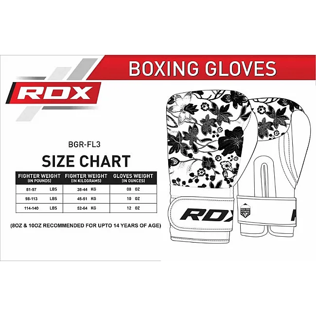 Перчатки женские для бокса RDX FL3 Floral Black