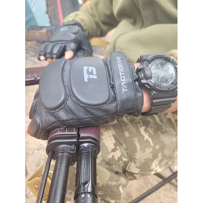 Перчатки тактические кожаные без пальцев TACTIGEAR PS-8801 Patrol Black