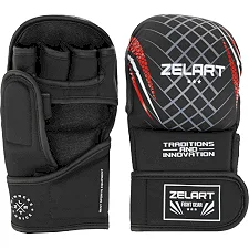 Рукавички Краби спарингові для MMA ZELART BO-7643 (Чорний-червоний)