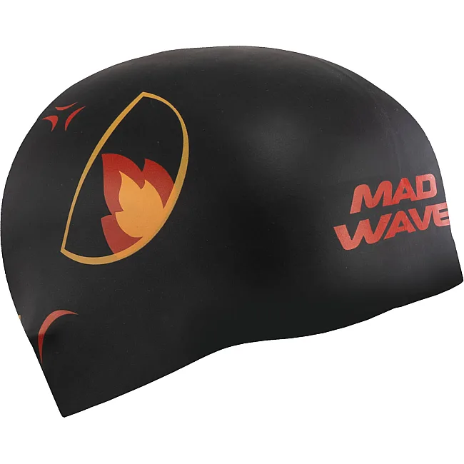 Двухсторонняя шапочка для плавания силиконовая для взрослых MADWAVE Reverse Angry M055434 (Красный-черный)