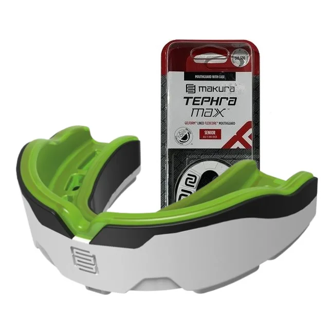 Капа для бокса MAKURA Tephra взрослая (возраст 11+) White/Black/Green (art.6017514130)